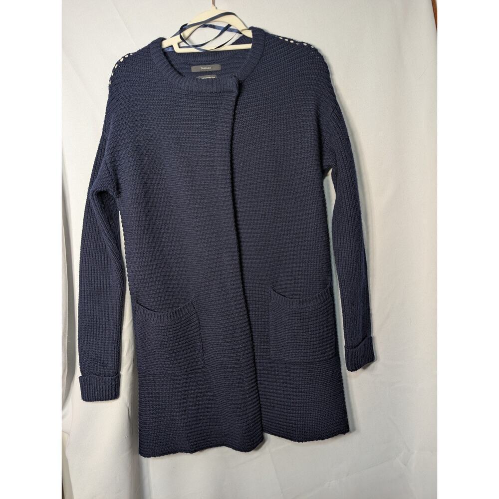 Tahari Women's Extra Fine Merino Wool Open Front Cardigan Navy Small (C)